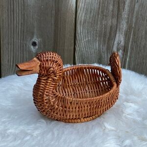 Vintage Wicker Duck Basket